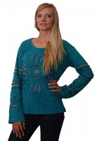 Extravaganter Vintage Pullover Hippe Goa Psy Fee Stonewashed

