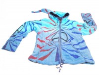 Goa Peace Stonewashed Strickjacke Jacke Zipfelkapuze Hippie