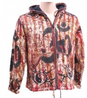 Goa Ying Yang Om Strickjacke Zipfelkapuze Hippie Jacke Stonewashed