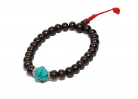 Mala mit 18+1 Perlen aus Rosenholz mit Stein Tibet Nepal Om