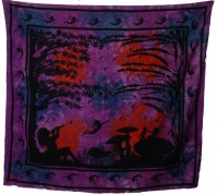 Tagesdecke Wandbehang Psy Fairy Magic Mushroom Tuch Goa
