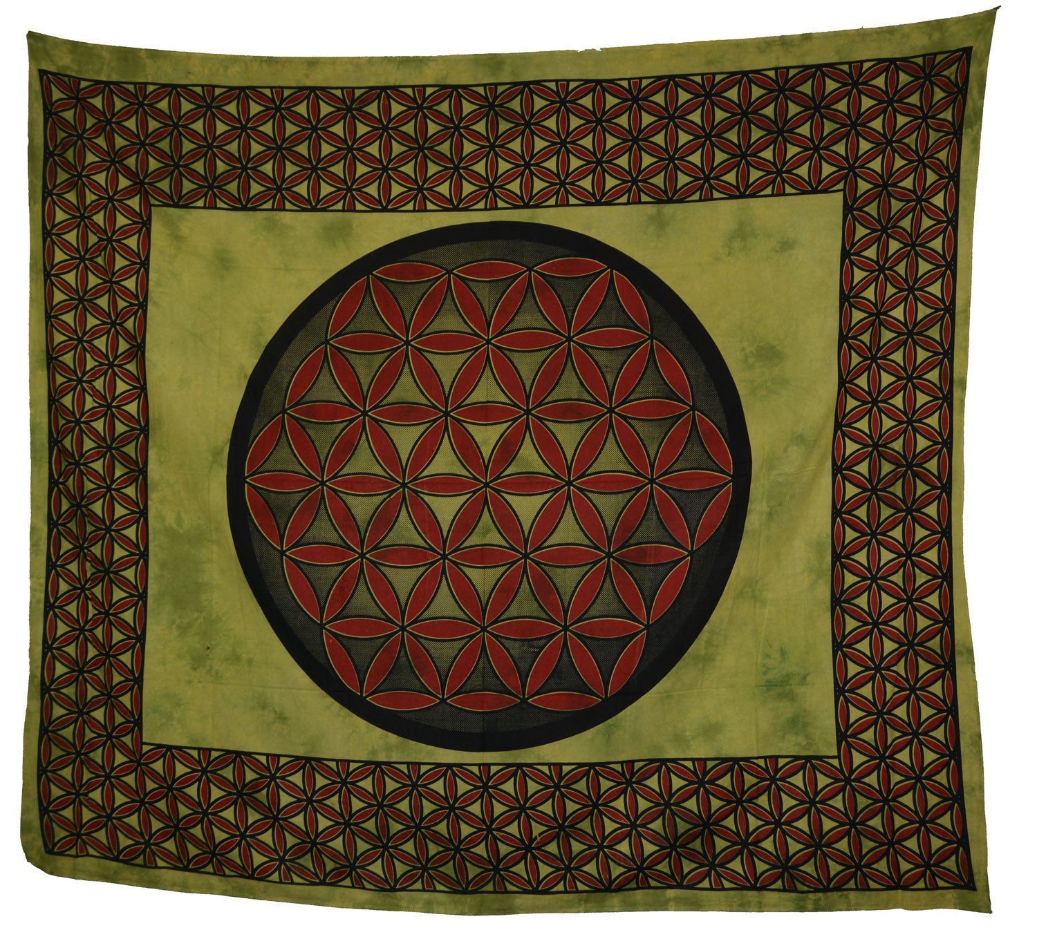 Tagesdecke Wandbehang Blume des Lebens MandalaTuch Indien OM ca 240x215
